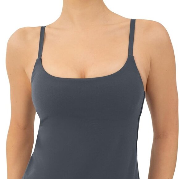 Women's Yoga Tank Top with Built-In Bra, Medium Support, Soft Fabric, Thunder Co - Picture 1 of 6